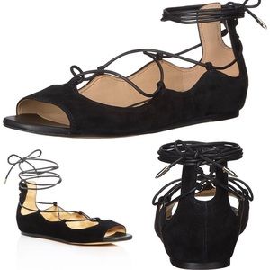 Sam Edelman Black Suede Lace-Up Flats